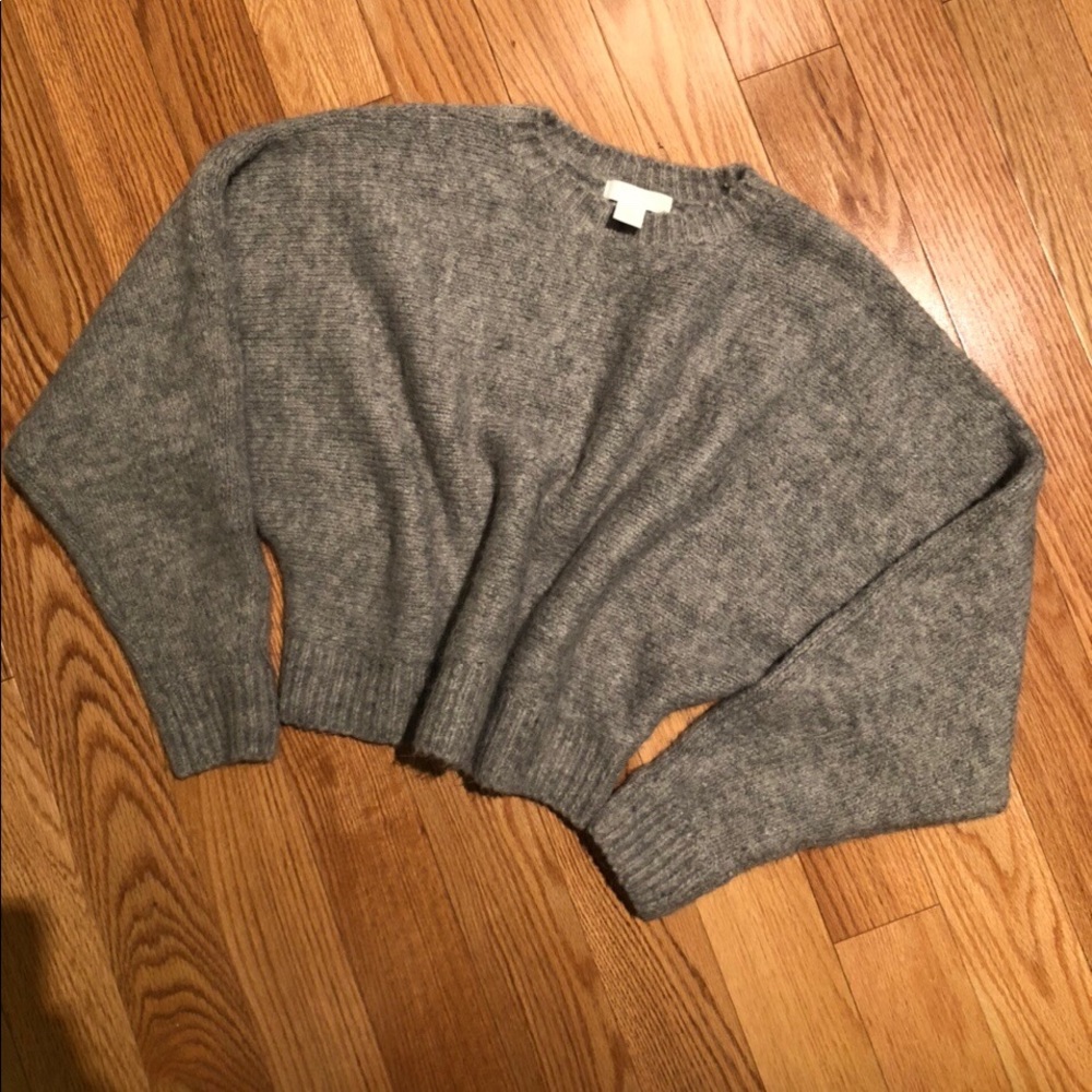 H&M Grey Fuzzy Knit Sweater (XS)